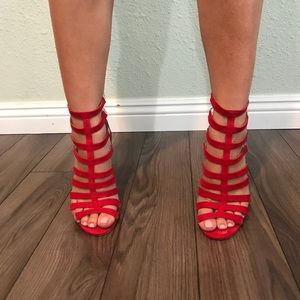 2 Pairs of Red Strappy Heels